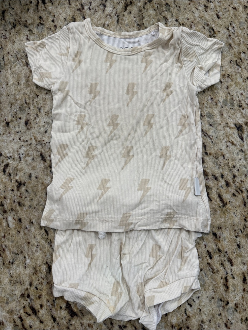Shore Baby Co Kids Cream Lightning Bolt Matching Set